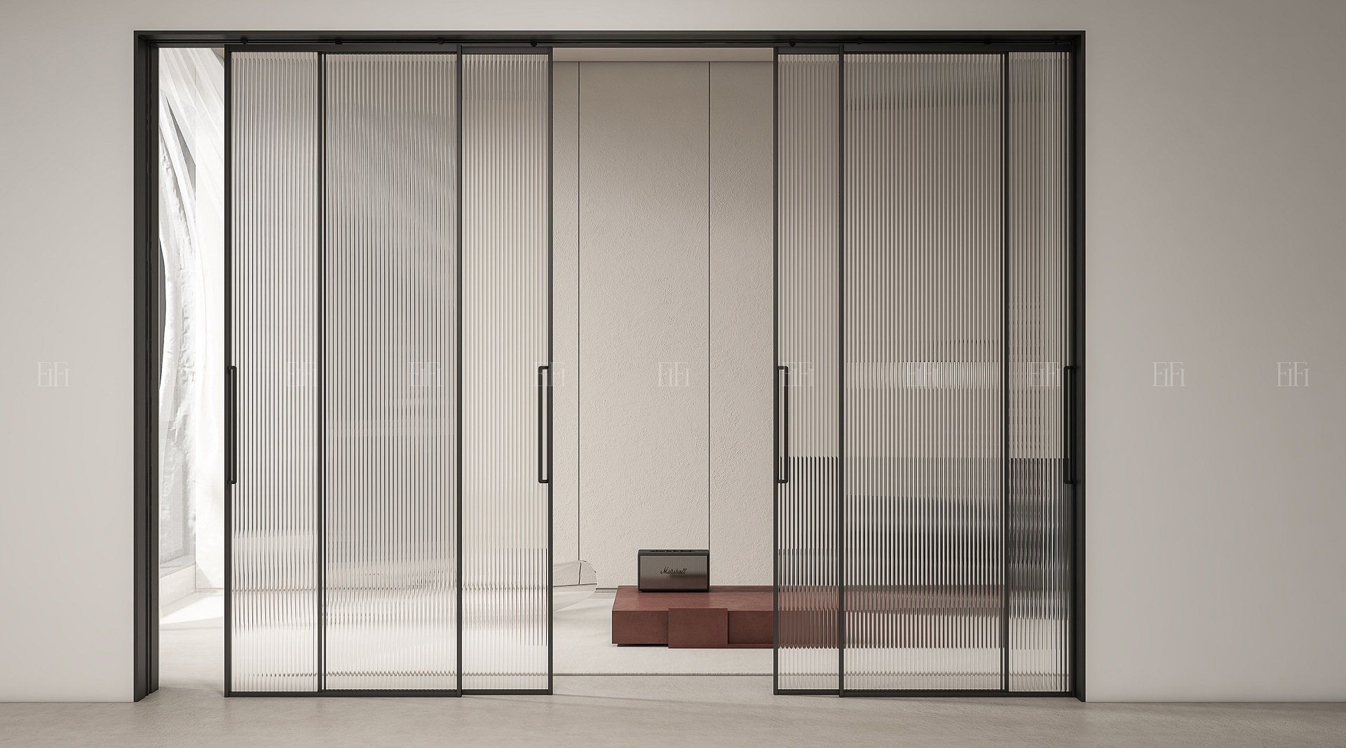 厂家订制简欧风格客厅餐厅玻璃隔断效果图片1