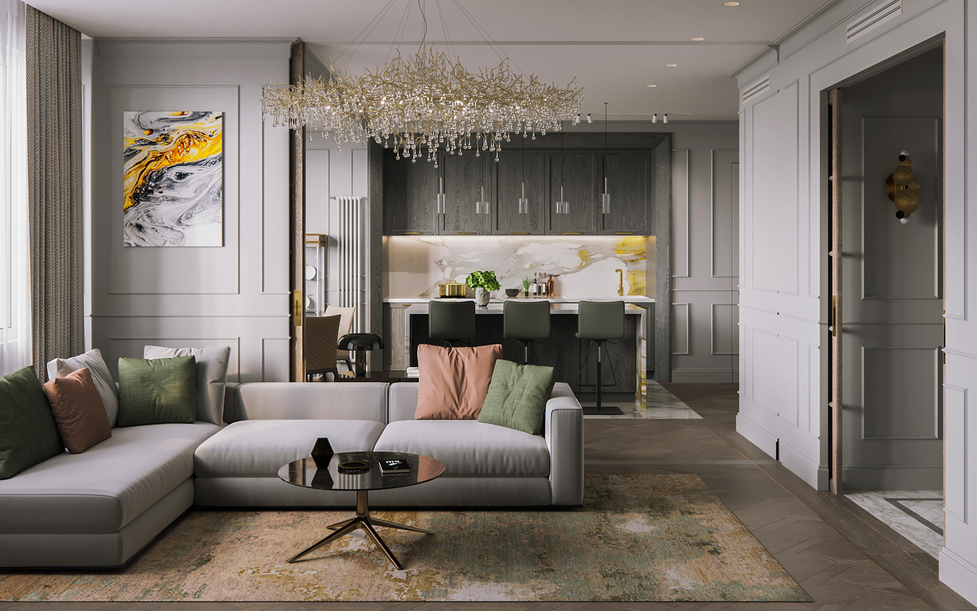 全屋定制客厅餐厅一体装修效果图1