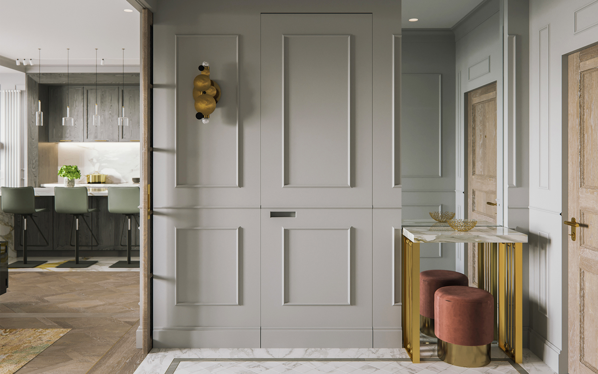 厂家全屋定制护墙板效果图客厅4