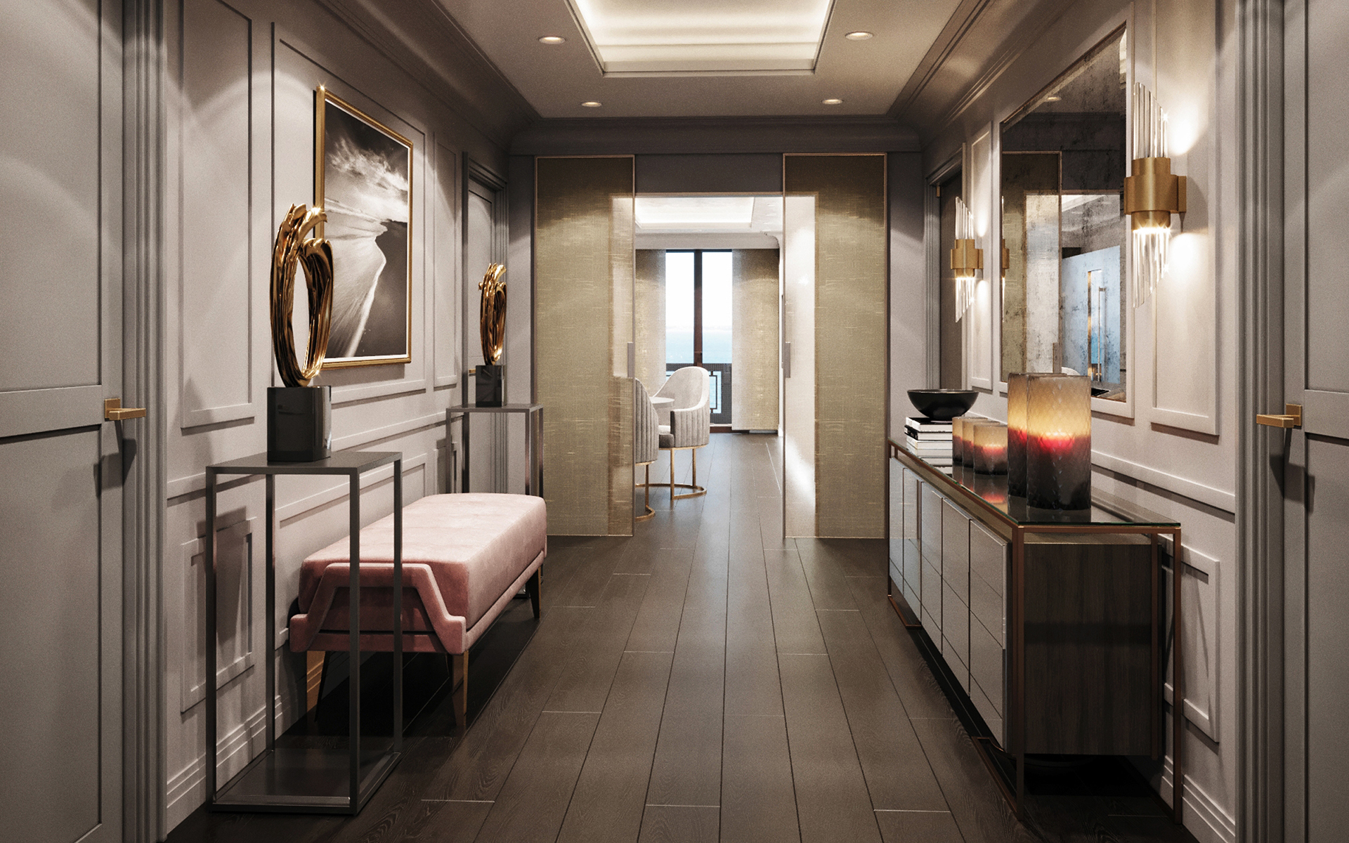 工厂定做室内装修护墙板效果图2