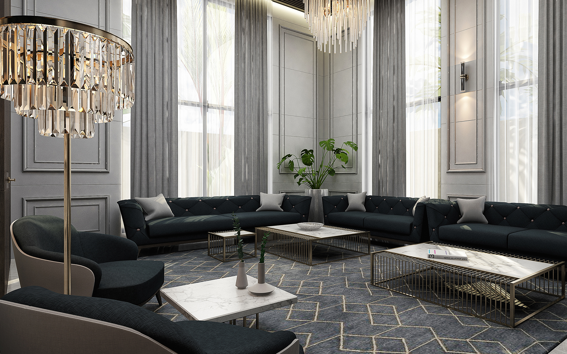 厂家整体订制室内装修护墙板效果图1