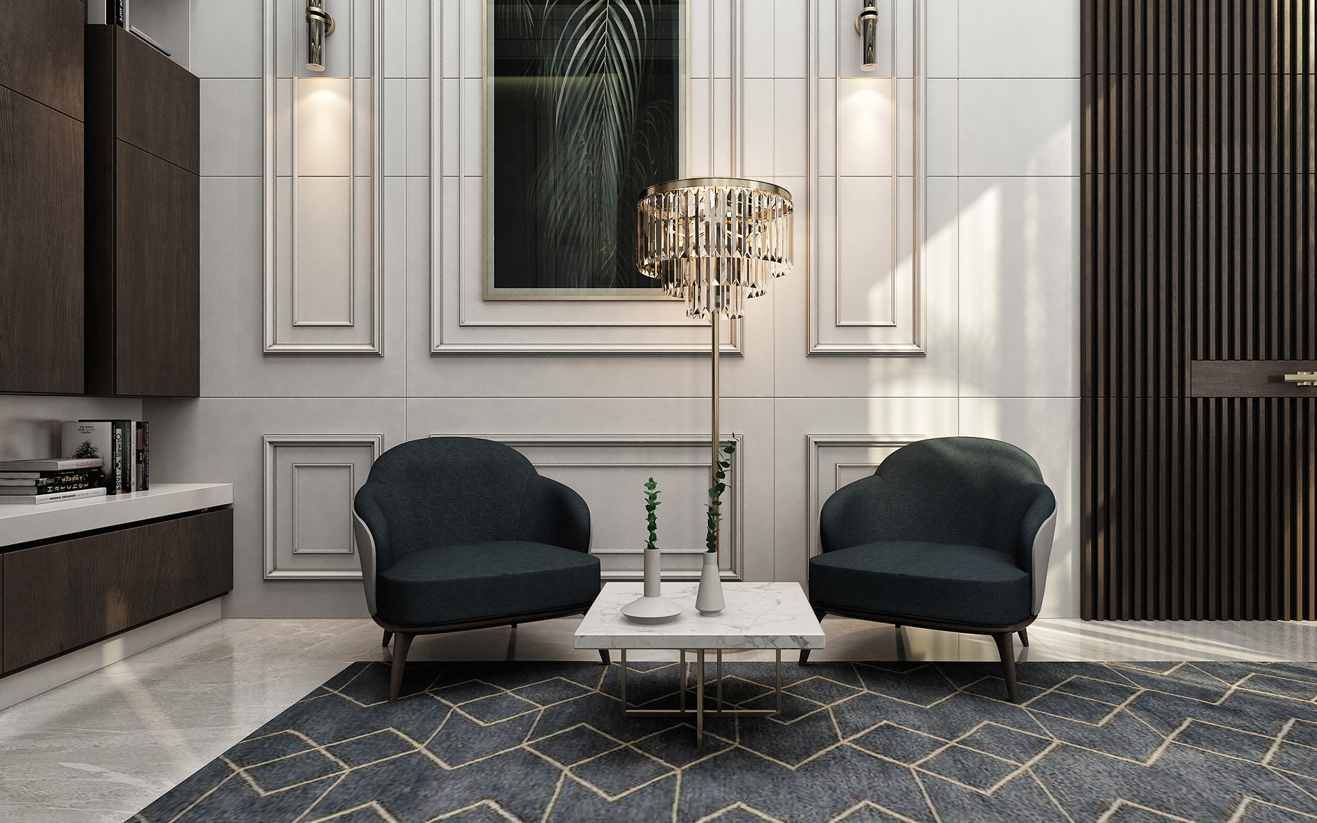 全屋整装设计定制护墙板背景墙效果图3